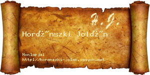 Horánszki Jolán névjegykártya